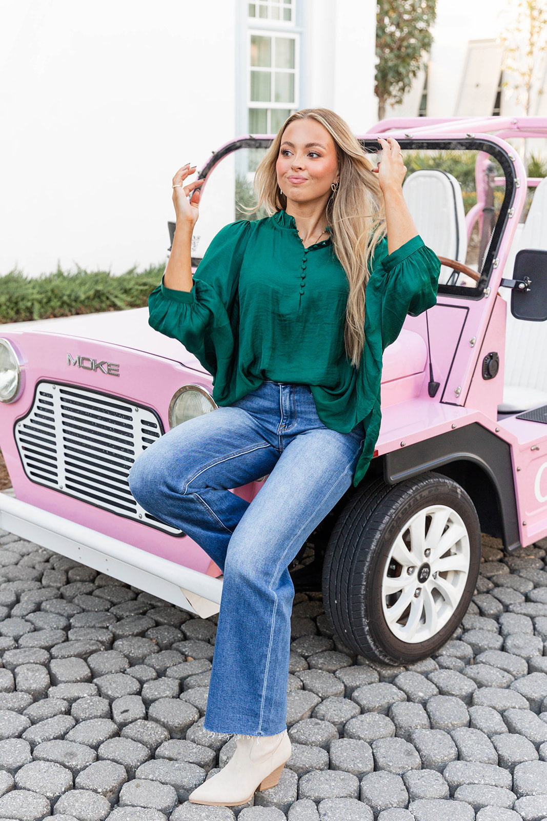 Noel Nights Satin Top- Hunter Green