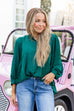 Noel Nights Satin Top- Hunter Green