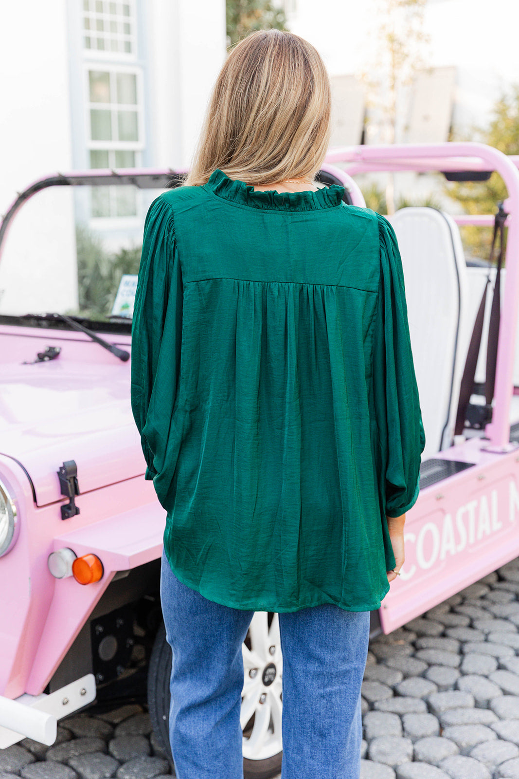 Noel Nights Satin Top- Hunter Green