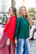 Noel Nights Satin Top- Red