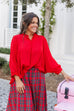 Noel Nights Satin Top- Red