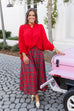 Noel Nights Satin Top- Red