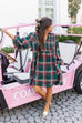 Merry Tartan Mini Dress - Green