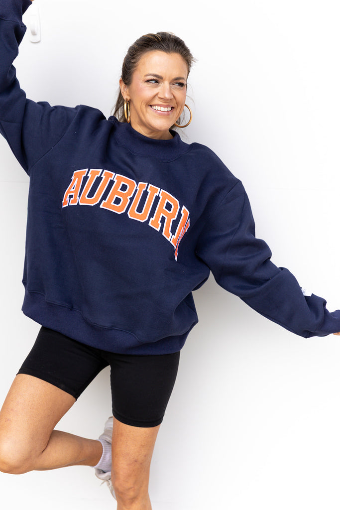 Embroidered Auburn Mock Neck