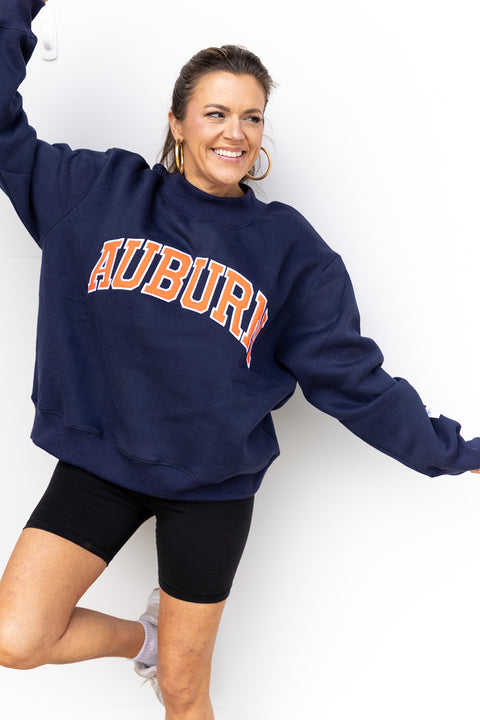 Embroidered Auburn Mock Neck