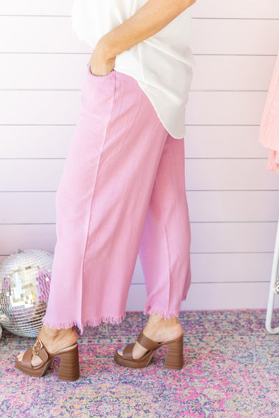 Just Relax Cropped Pants - Mauve Pink