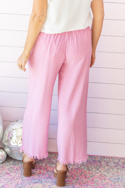 Just Relax Cropped Pants - Mauve Pink