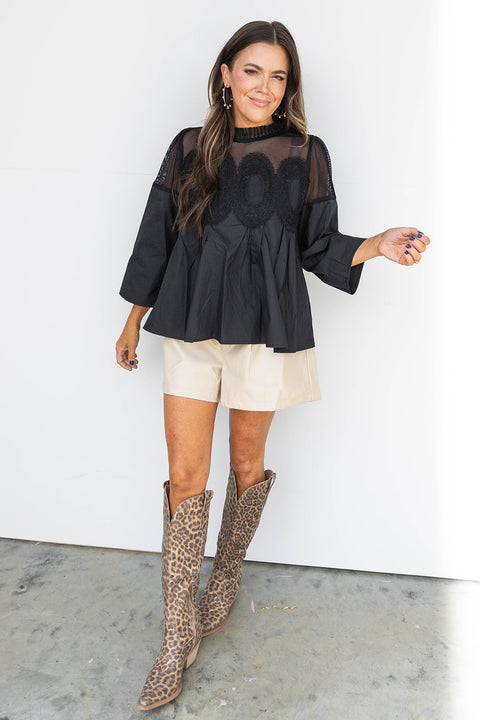 Up Town Chic Blouse- Black