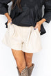 Sassier Than Santa Faux Leather Shorts- Dune