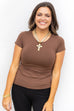 Kenzie Crewneck Short Sleeve- Coffee