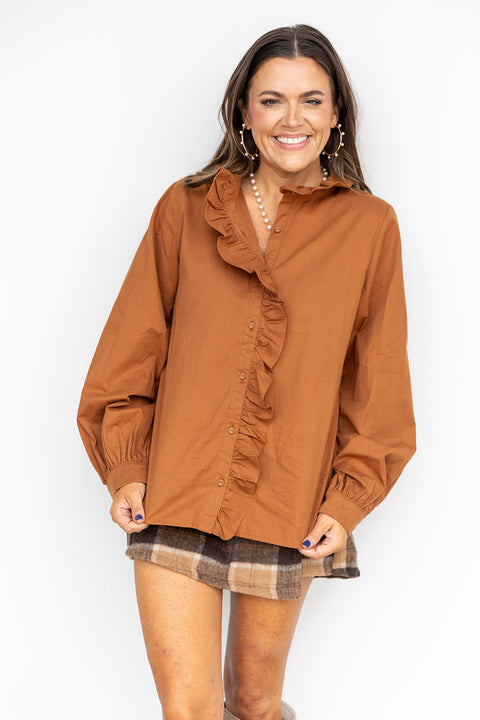 Totally Frilly Blouse - Toffee