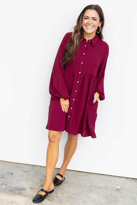 Mistletoe Moment Dress- Maroon