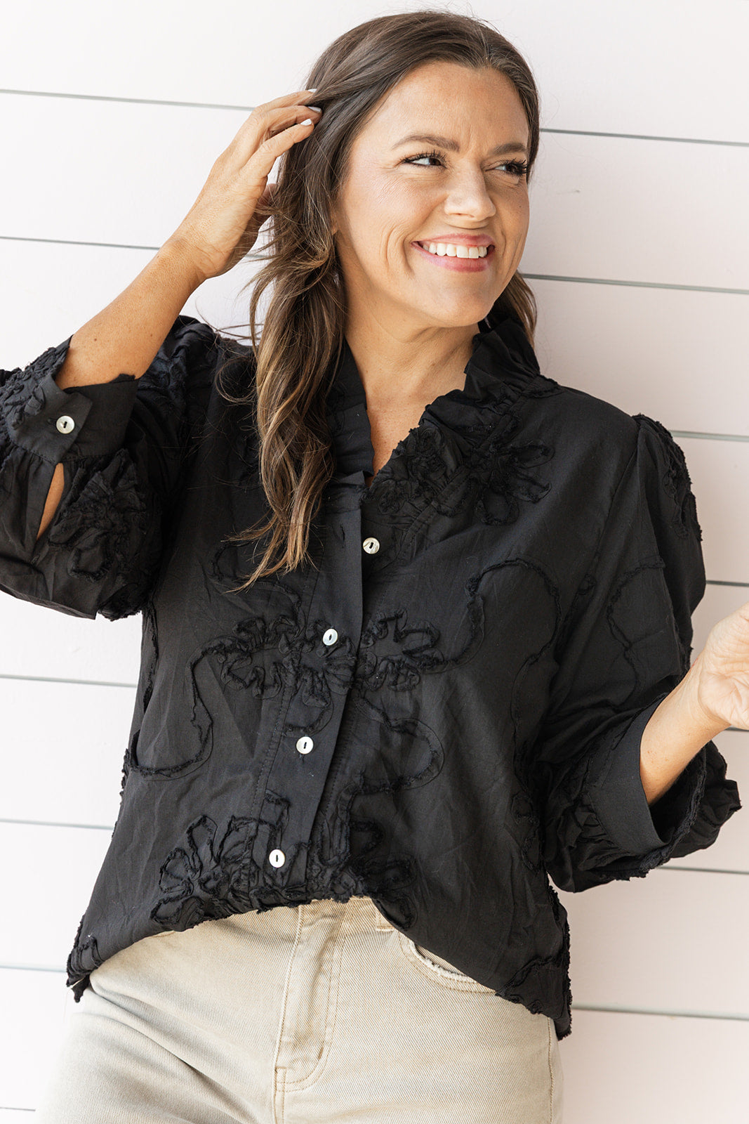 Poppy Petals Blouse - Black