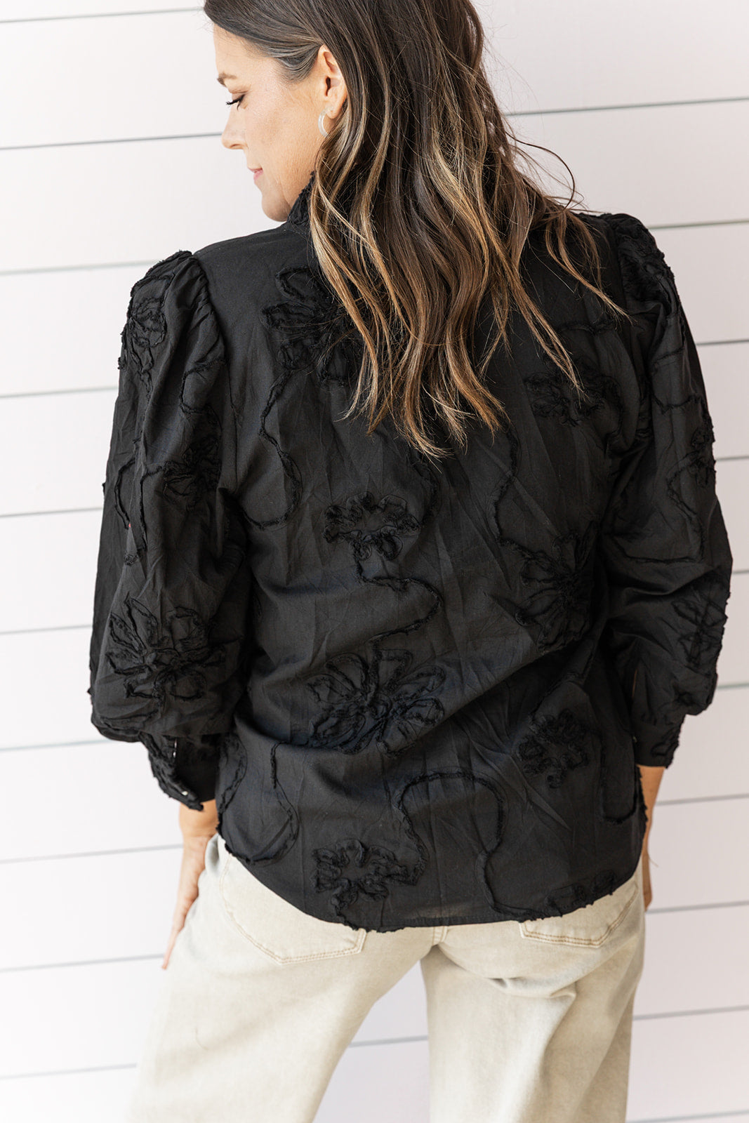 Poppy Petals Blouse - Black