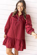 Ruffled up Right Dress- Burgundy