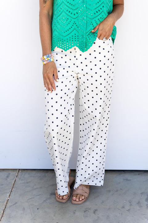 Pretty In Polka Dot Pants -White