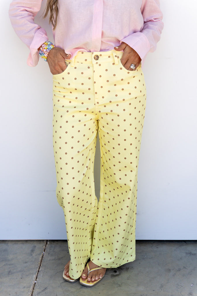 Pretty In Polka Dot Pants -Yellow