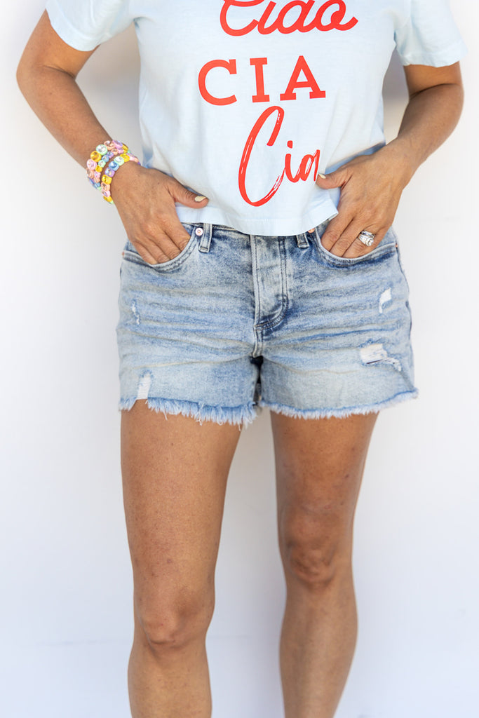 Enjoy The Sun Denim Short - Cool Blue