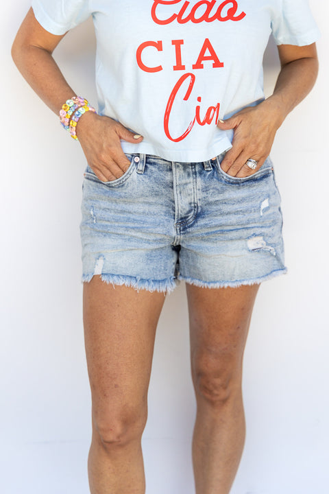 Enjoy The Sun Denim Short - Cool Blue