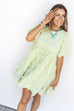 Pomp & Frill Mini Dress - Green