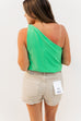 Simple Satin One Shoulder top - Peridot