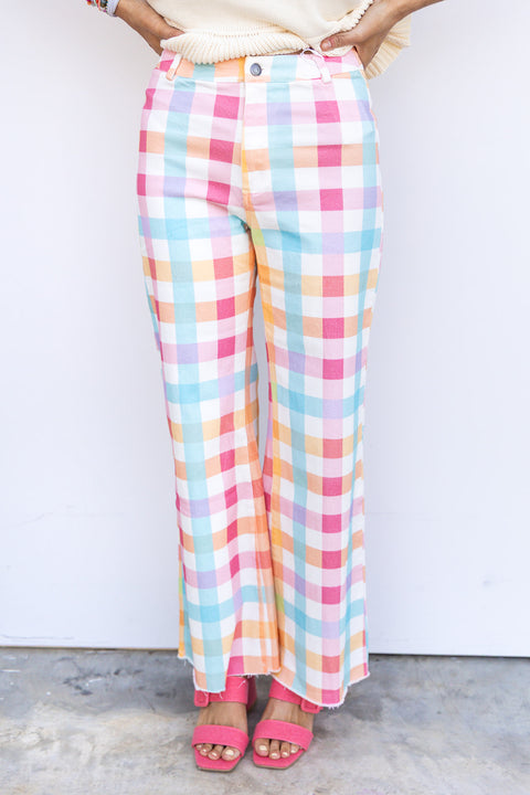 Gingham Girly Pants - Pastel Multi