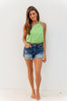 Simple Satin One Shoulder top - Green Glow