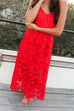 World On Fire Midi Dress - Red