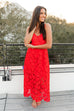 World On Fire Midi Dress - Red