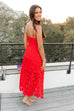 World On Fire Midi Dress - Red