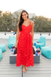 World On Fire Midi Dress - Red