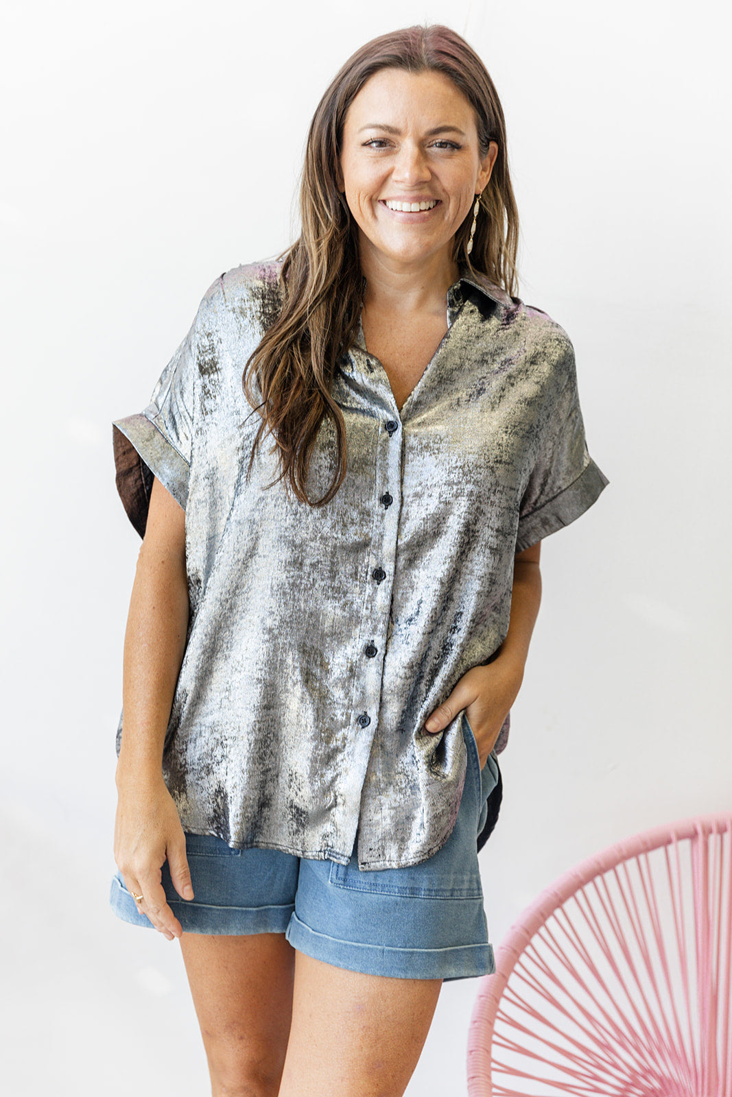Office Hours Blouse -Silver