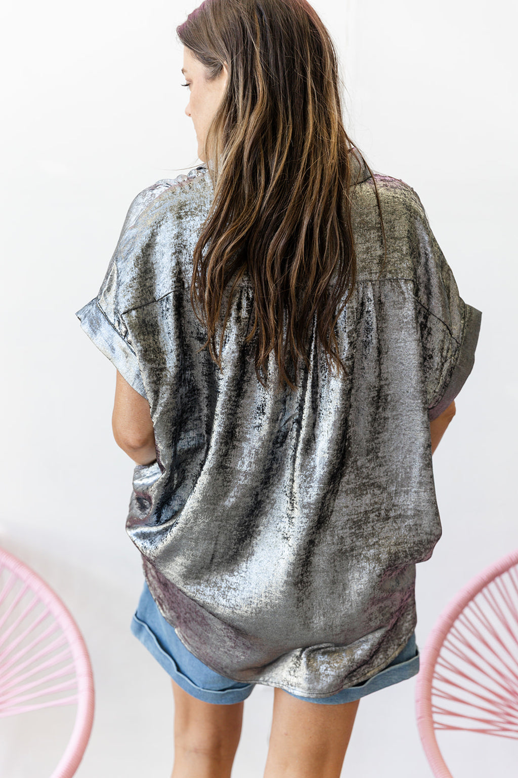Office Hours Blouse -Silver