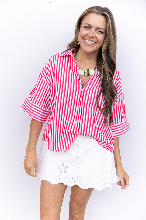 Watching Airplanes Blouse - Red