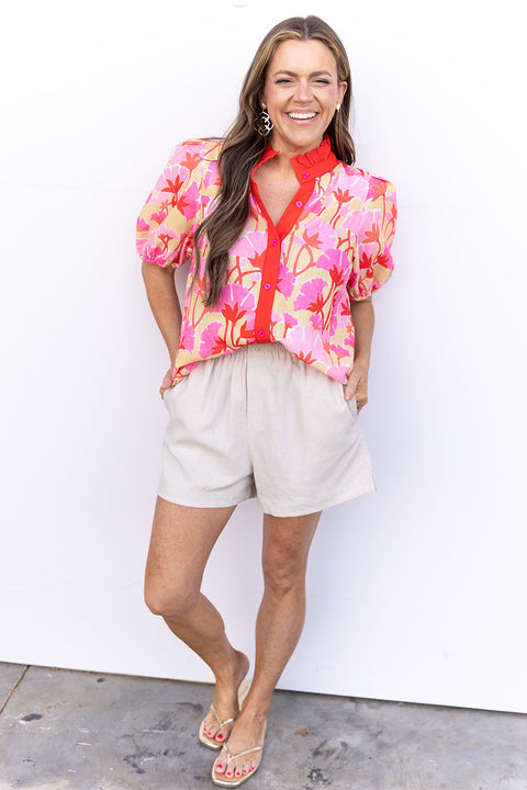 Why Don't You Stay Blouse - Pink Combo