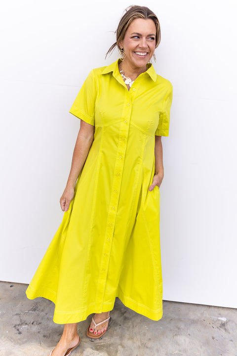 Table For Two Midi Dress - Gold Kiwi