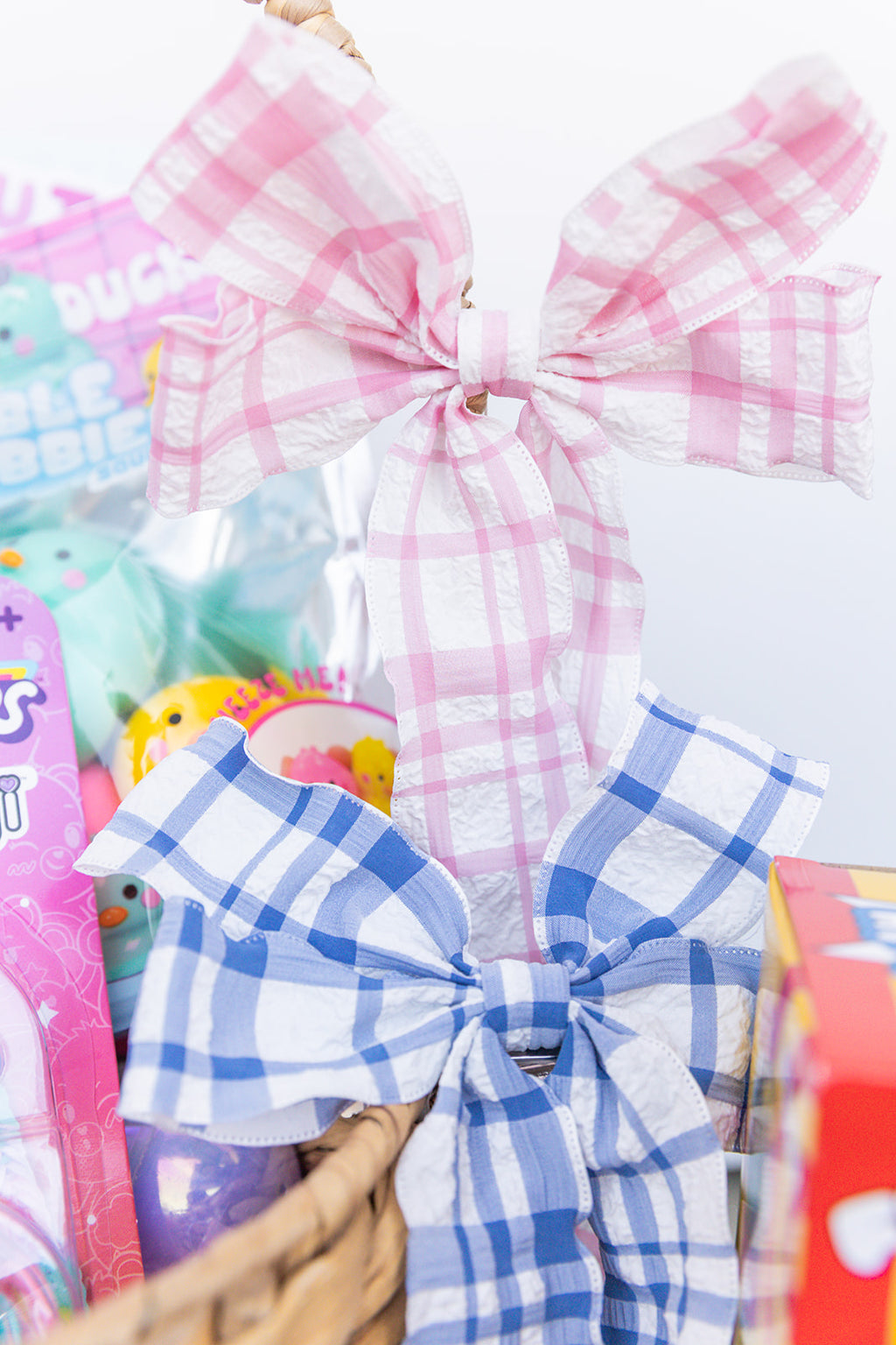 Pretty Textured Checker Bow Ribbon Hair Clips