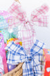 Pretty Textured Checker Bow Ribbon Hair Clips