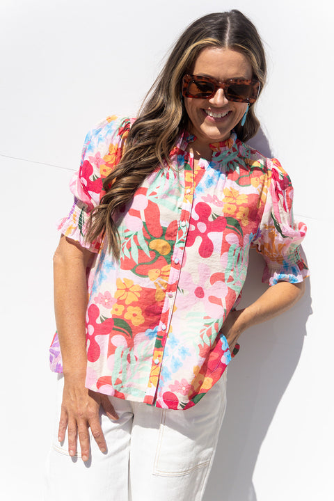 Rumor Has It Blouse - Cherry Mix