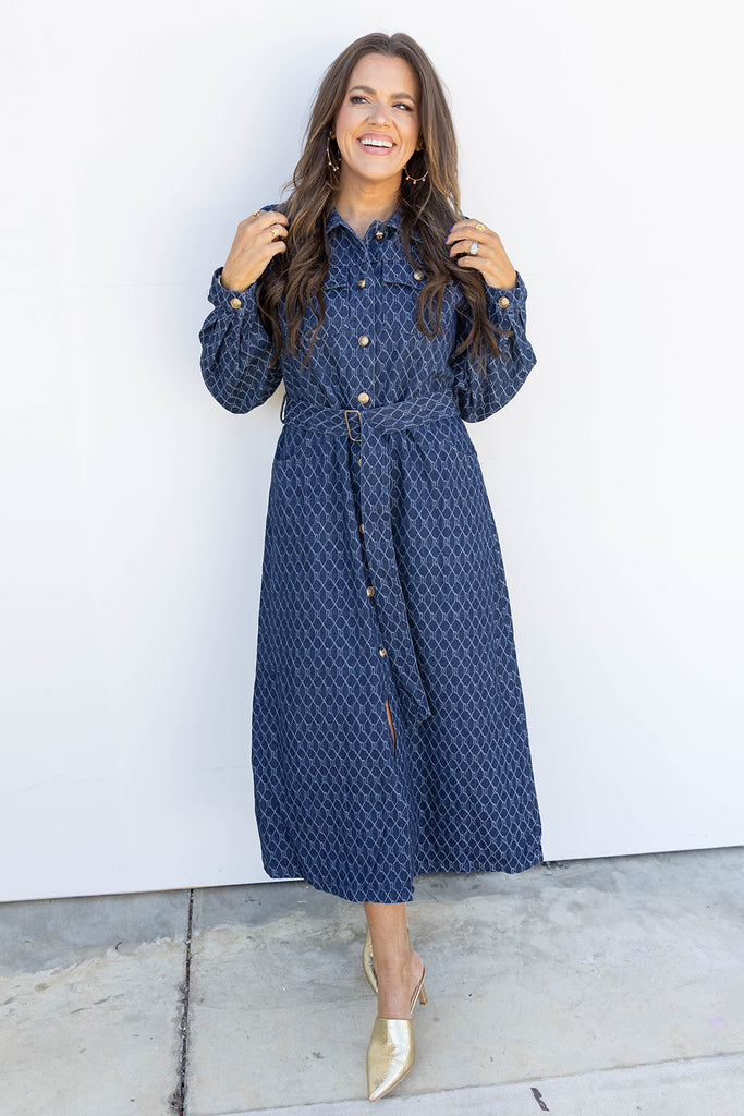 Blue Skies Belted Dress