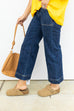 French Navy High Rise Crop Denim