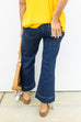French Navy High Rise Crop Denim
