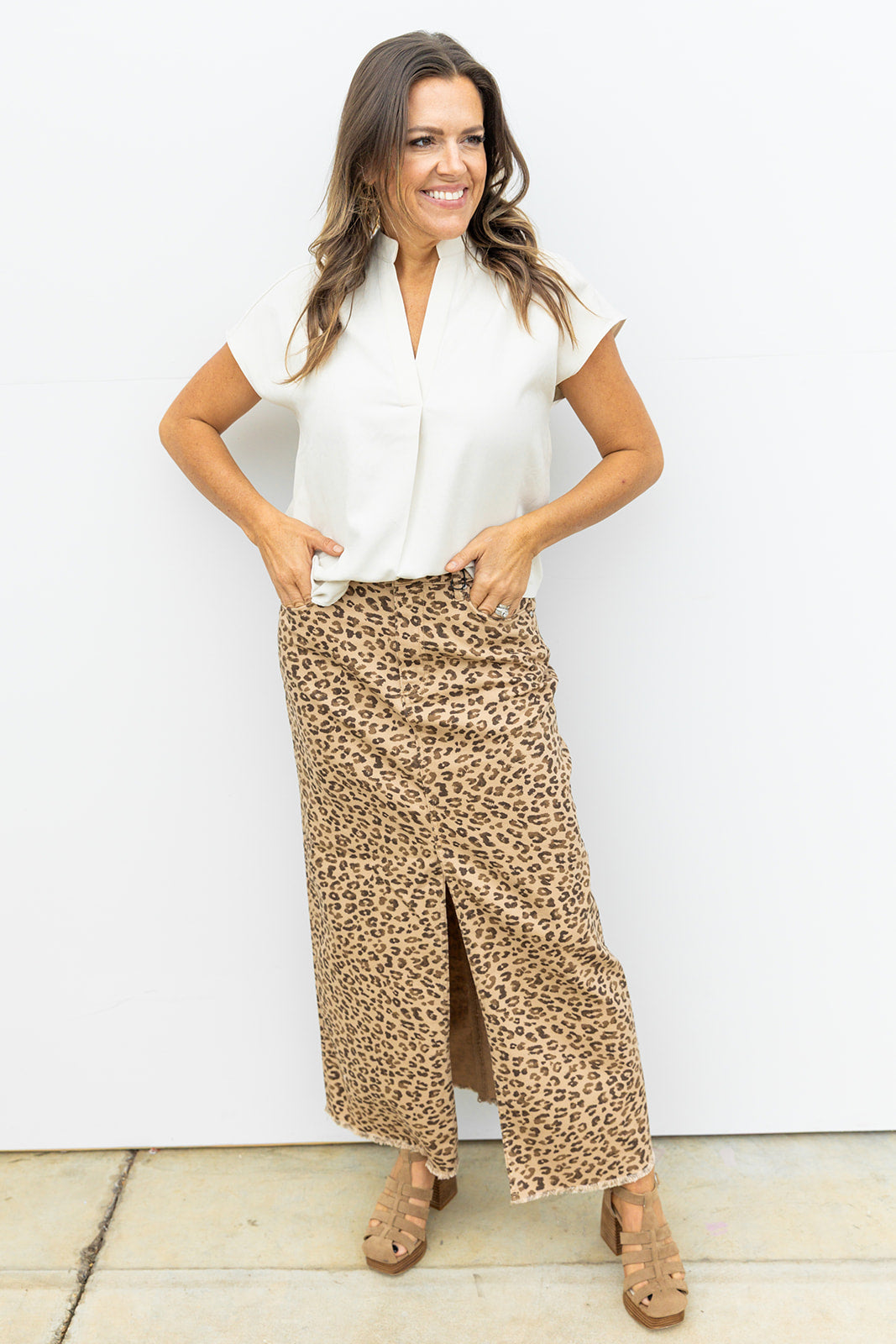 Jungle Cruise Leopard Midi Skirt