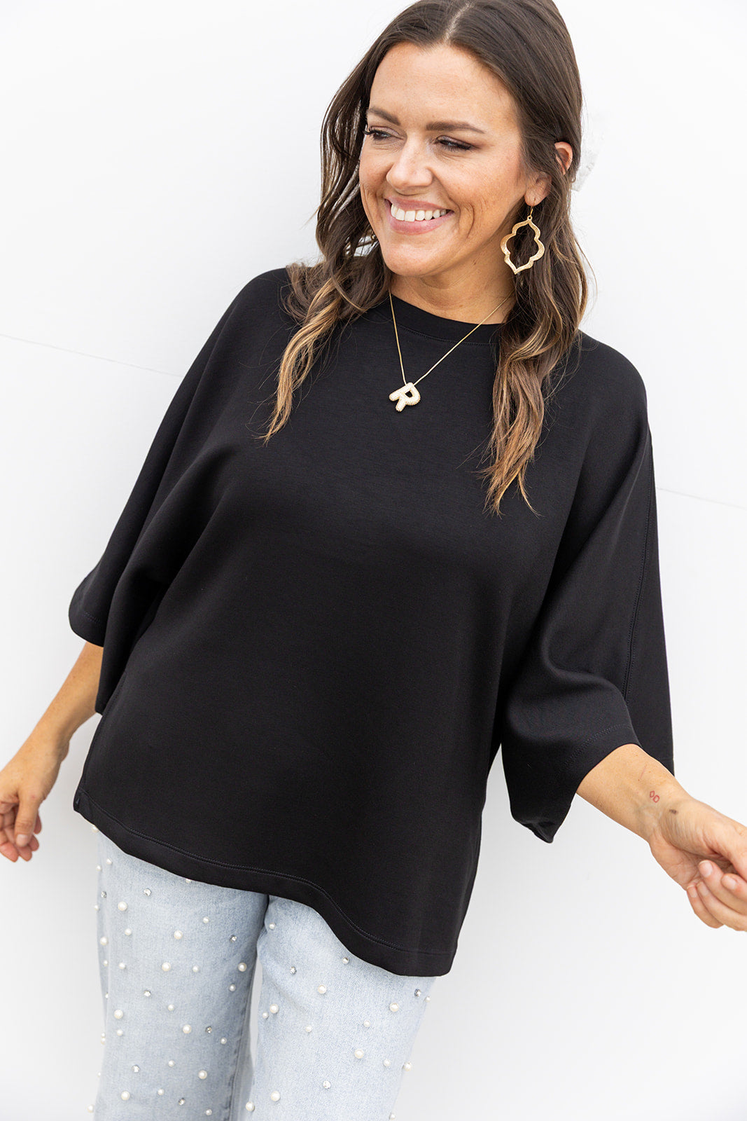 Chilly Morning Relax fit Top- Black