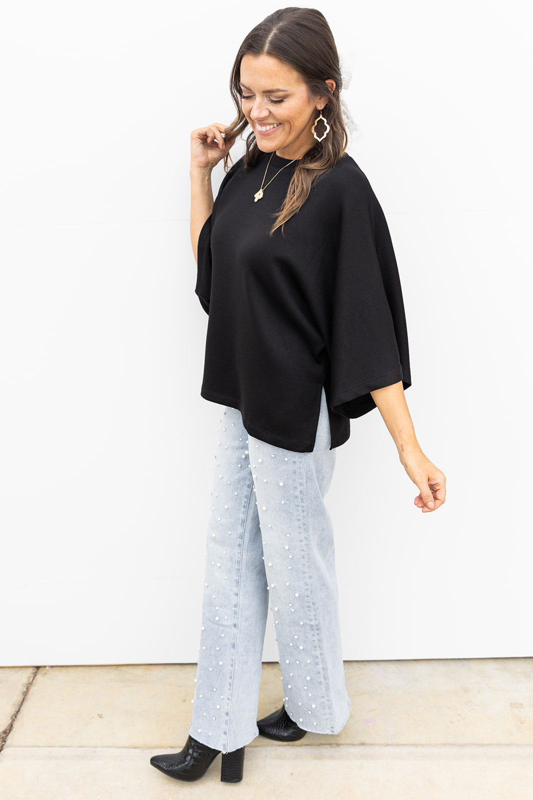 Chilly Morning Relax fit Top- Black