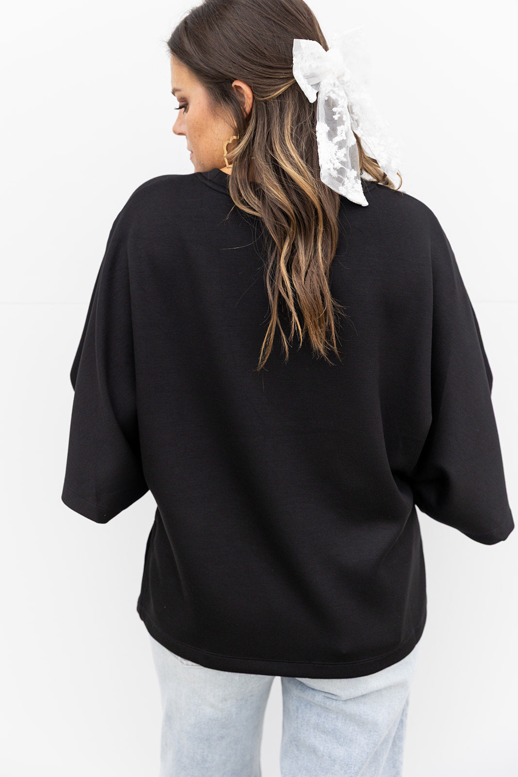 Chilly Morning Relax fit Top- Black
