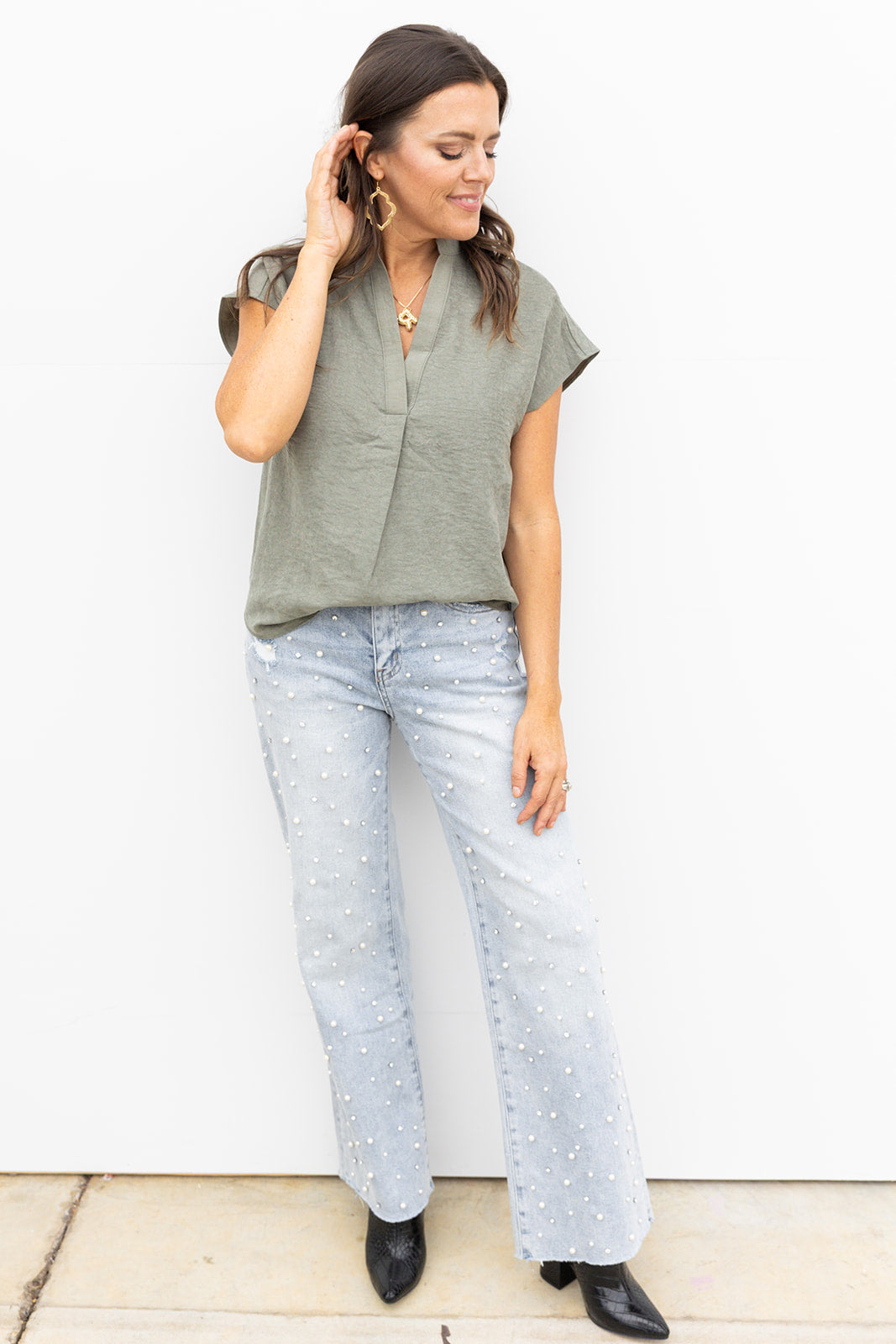 Soft as Suede Blouse - Olive
