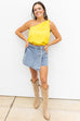 Simple Satin One Shoulder top - Yellow