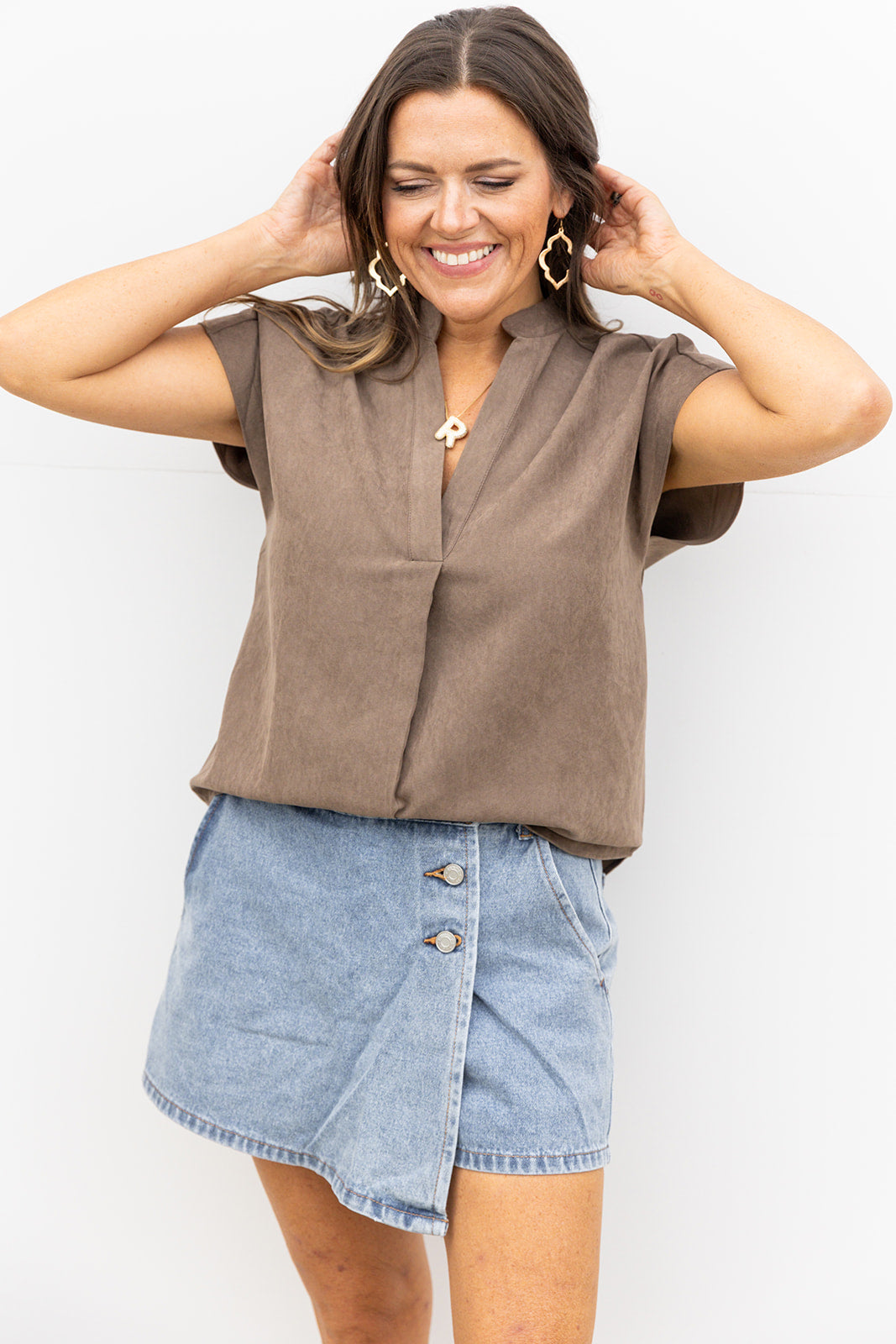 Soft as Suede Blouse - Brown