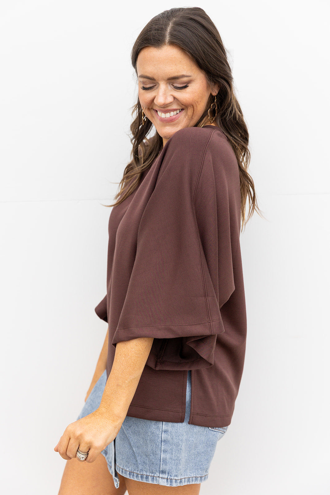 Chilly Morning Relax fit Top- Brown